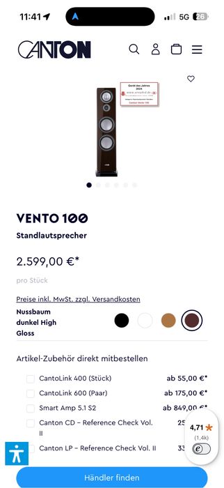 CANTON VENTO 100 - 500W- nowy model - technologia tytan + grafit i ceramika - stan perfekcyjny - Gwarancja CANTON po