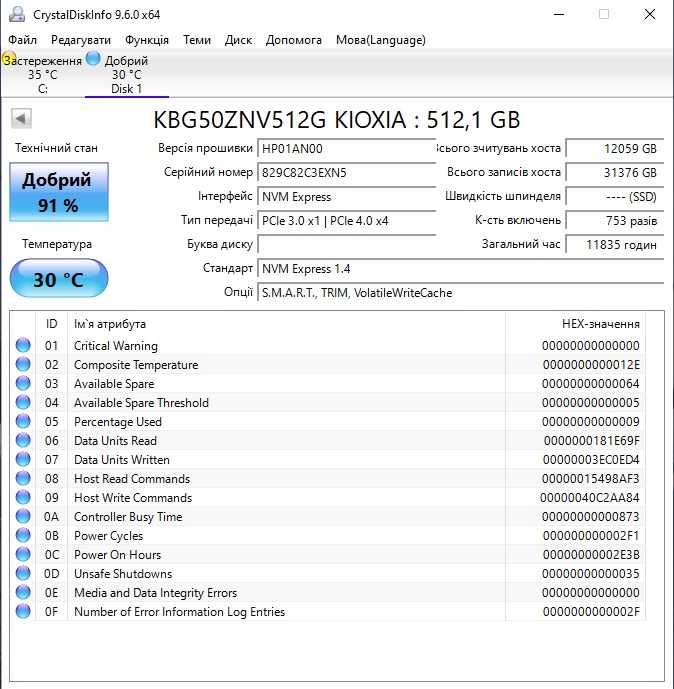 SSD диск (Накопичувач) Kioxia 512Gb NVMe M.2 Gen4x4 (KBG50ZNV512G)_121