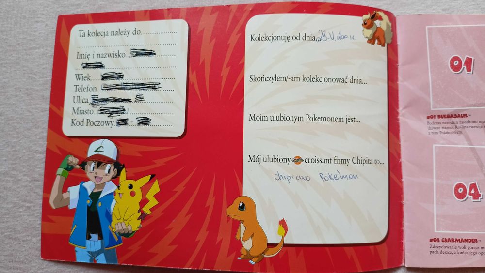 Album pokemon chipita na naklejki