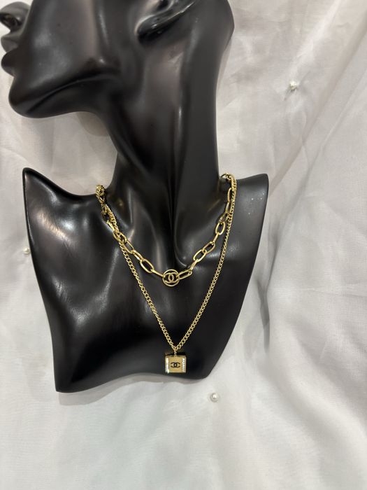 Złoty gruby naszyjnik cc stal chirurgiczna nierdzewna