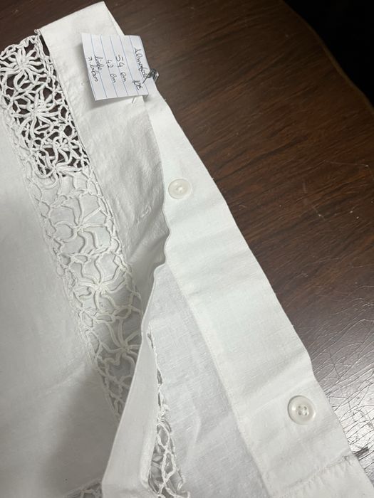 Almofada antiga linho com renda de bilros