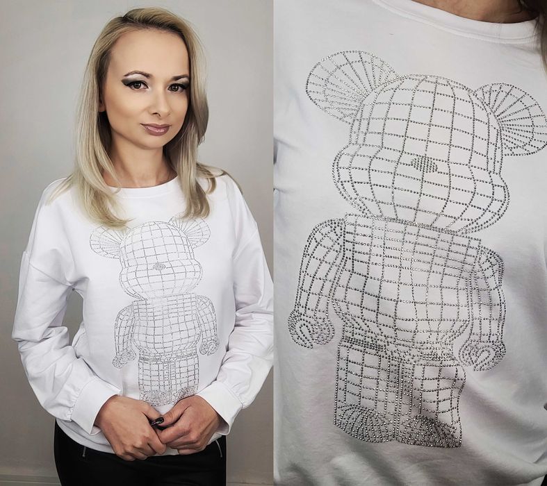 Nowa Włoska bluza MIŚ z cyrkoniami rozmiar Uniwersalny