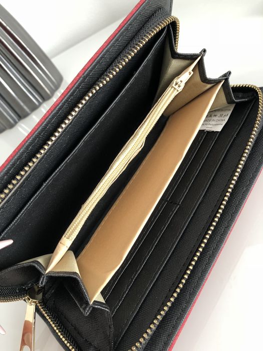 Portfel damski Michael Kors – bordowy, złote logo, duży