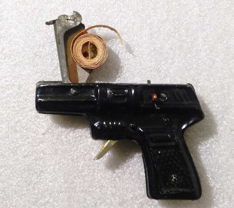 Antigo Brinquedo chapa Português ~ PISTOLA de FULMINANTES ~ Anos 60