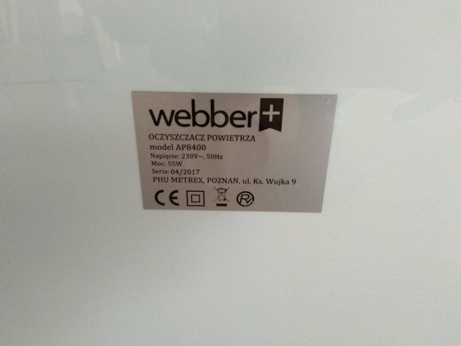Oczyszczacz powietrza Webber AP8400 z jonizacją i sterylizacją światłe