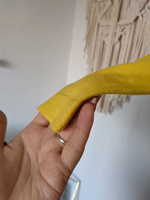 Wełniany sweter Maerz 100% wełna żółty virgin wool premium