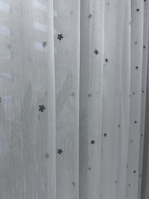 Тюль сіра омбре льон бамбук вишивка