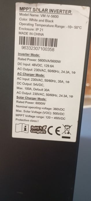 Inversor OFFGRID Voltronic 5600W 48V MPPT