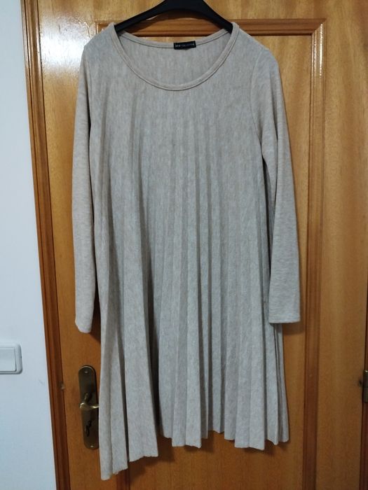 Vestido Malha Bege XL Novo
