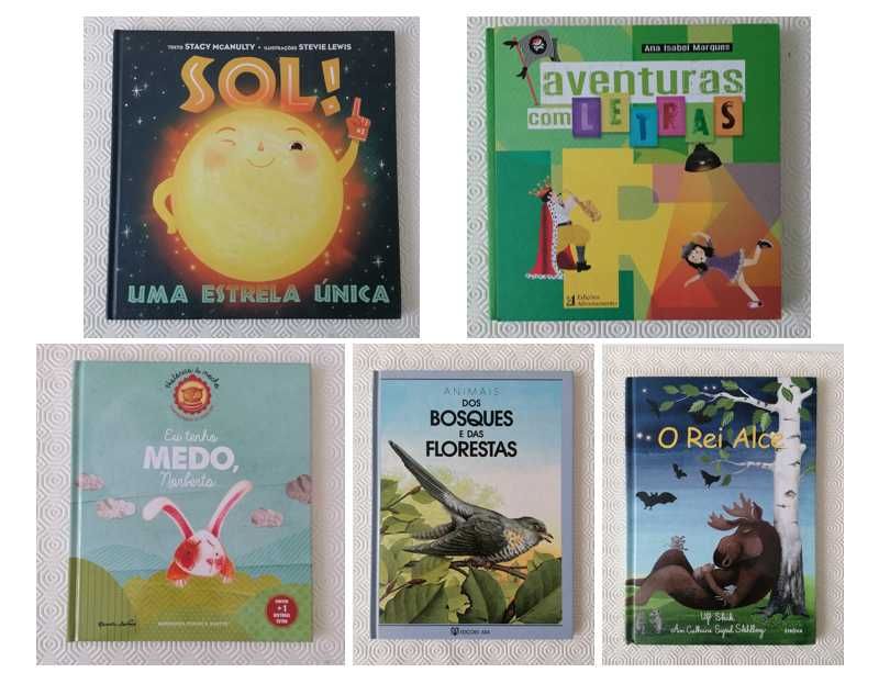 Conjunto de 5 livros de criança