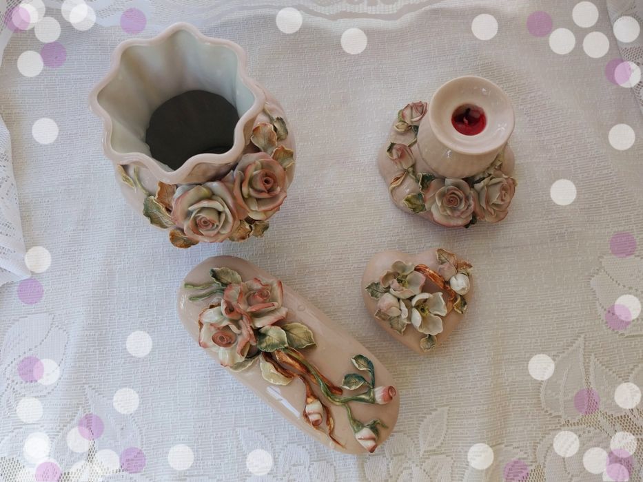 Набір подарунковий Троянда художня кераміка ліпнина 4предмети