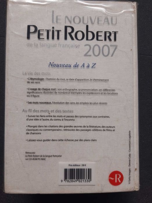 Dicionário Le Nouveau Petit Robert de la langue française de 2007