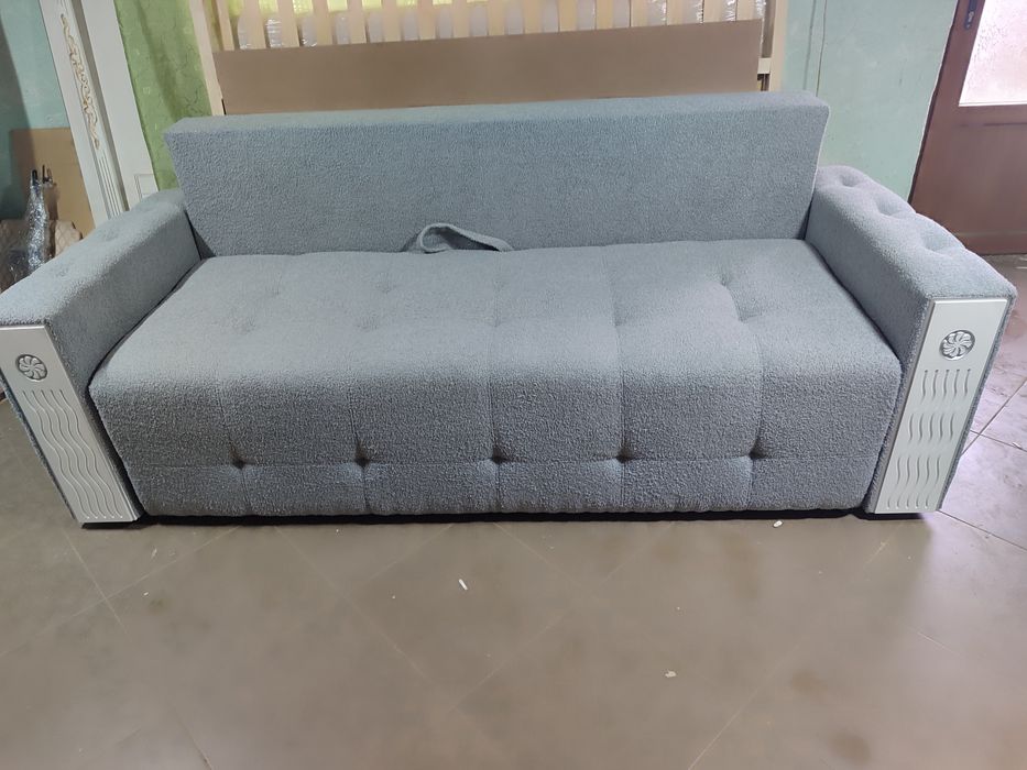 Диван євро книжка на  пружинному блоці і ламелях Розкриття на механізм