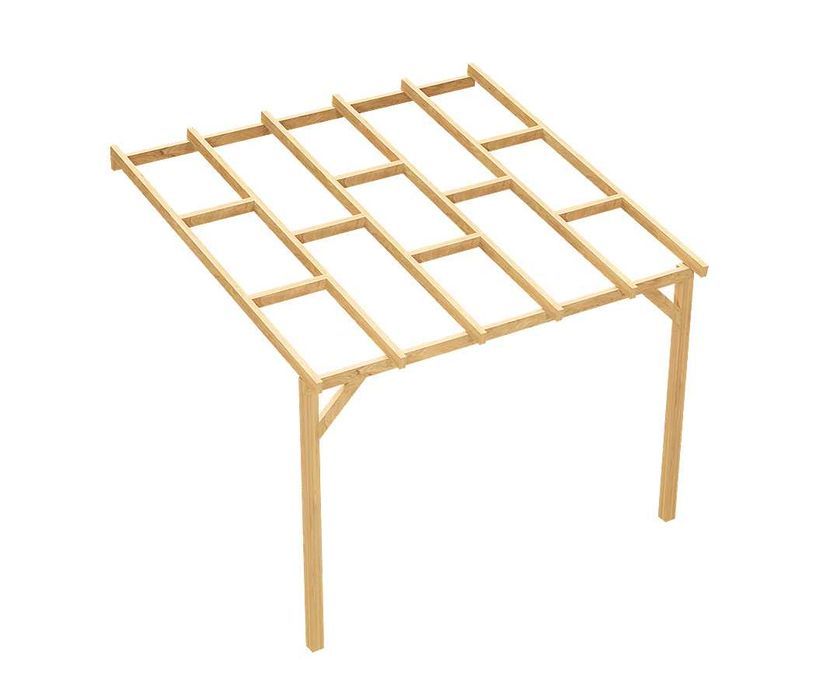 Wiata przyścienna garażowa drewniana impregnowana 300 x 309 cm