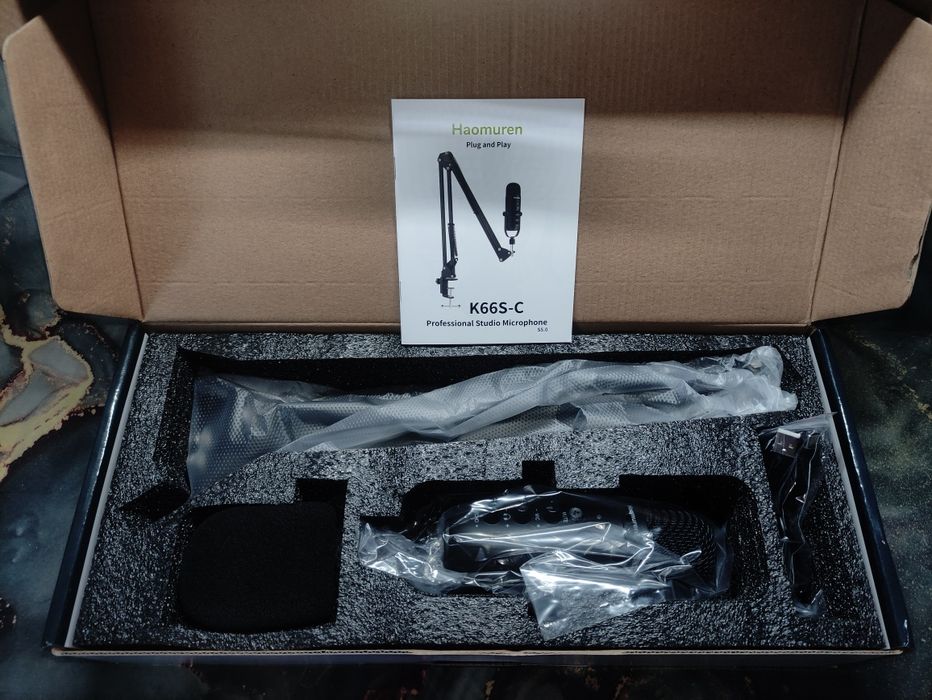 Конденсаторный USB-микрофон Haomuren (ZealSound) K66S-C

Для стримов,