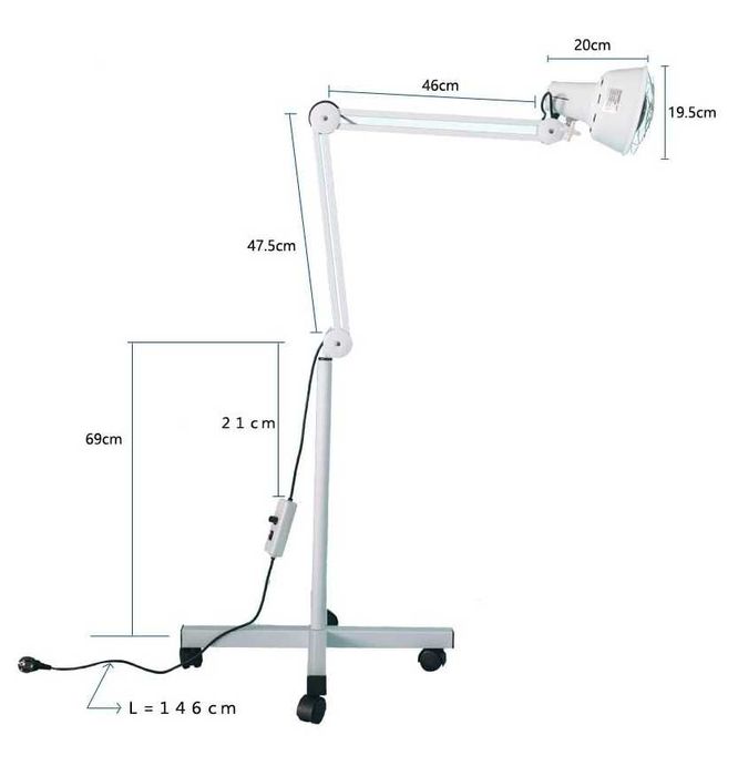 Lâmpada Infravermelhos Articulado com Pé NOVO Massagem