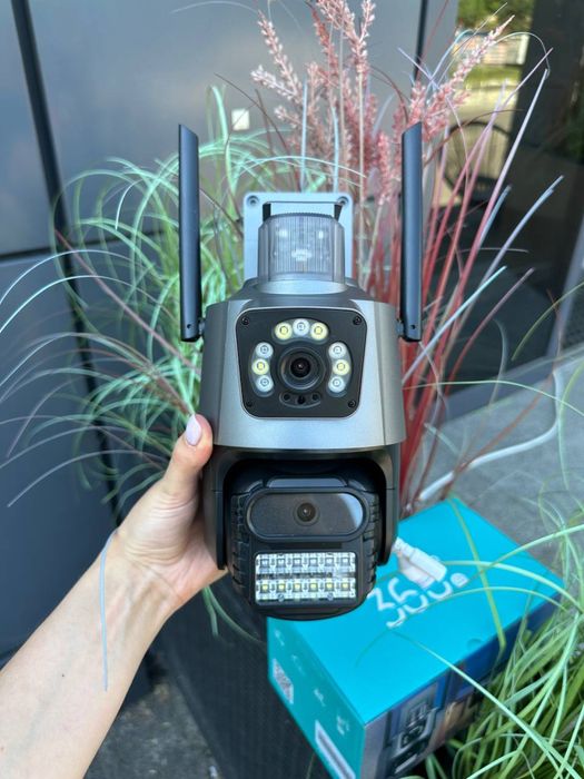 Качественная камера видеонаблюдения 8мп WIFI PTZ ICSee две камеры