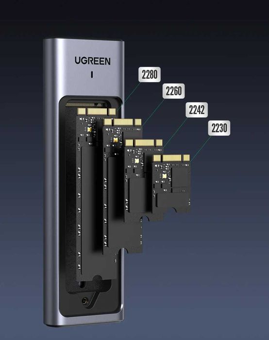 Ugreen CM559 20Gbps SSD карман M2 NVME/SATA в комплектi 2 USB (19203)