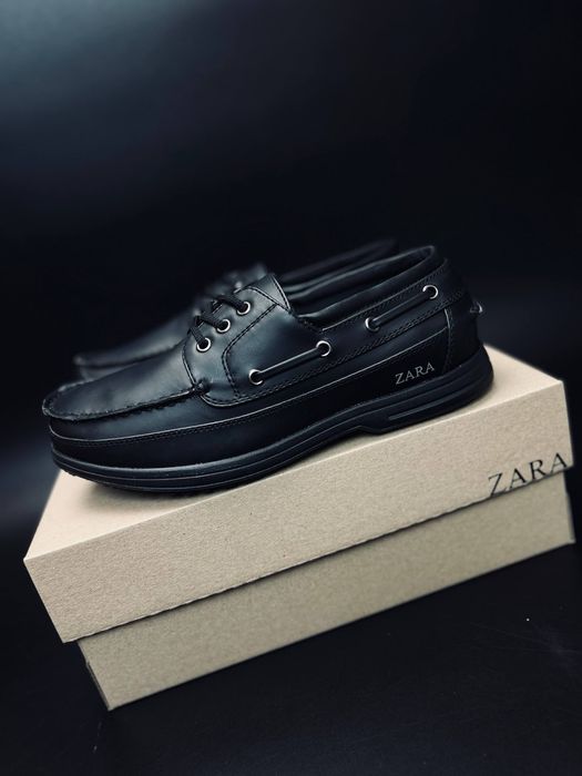 Кожаные мужские туфли Zara Man/лоферы черные много размеров/обувь Zara