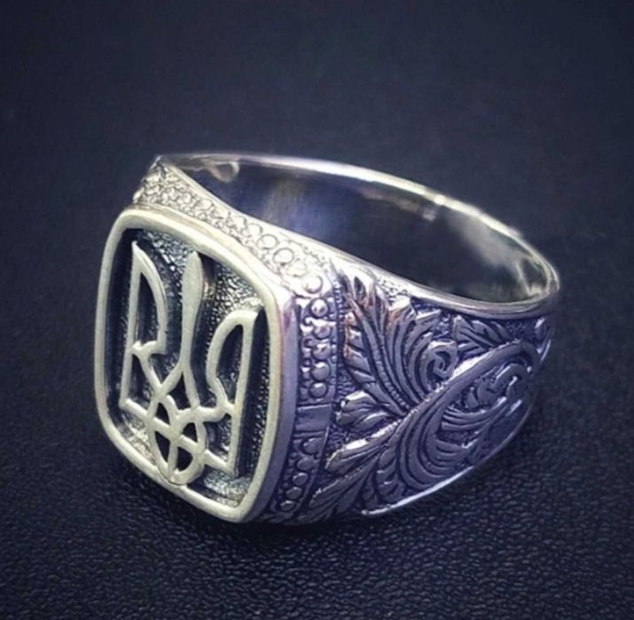 Каблучка печатка Тризуб срібло Мужская кольцо Герб серебро 978604910