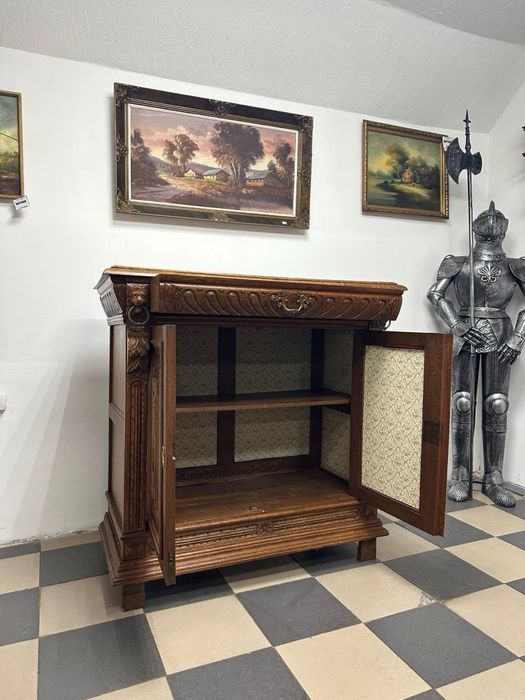 Різьблений високий комод шафа тумба дерево шкаф 4100