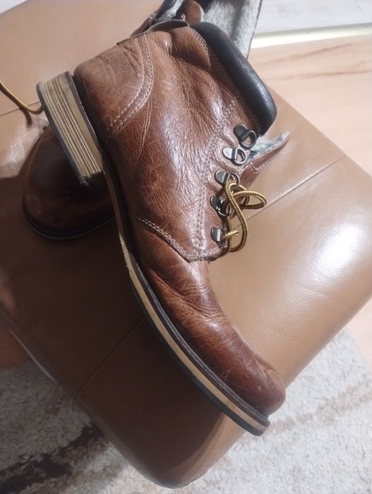 Trzewiki skórzane botki trapery sztyblety ocieplane