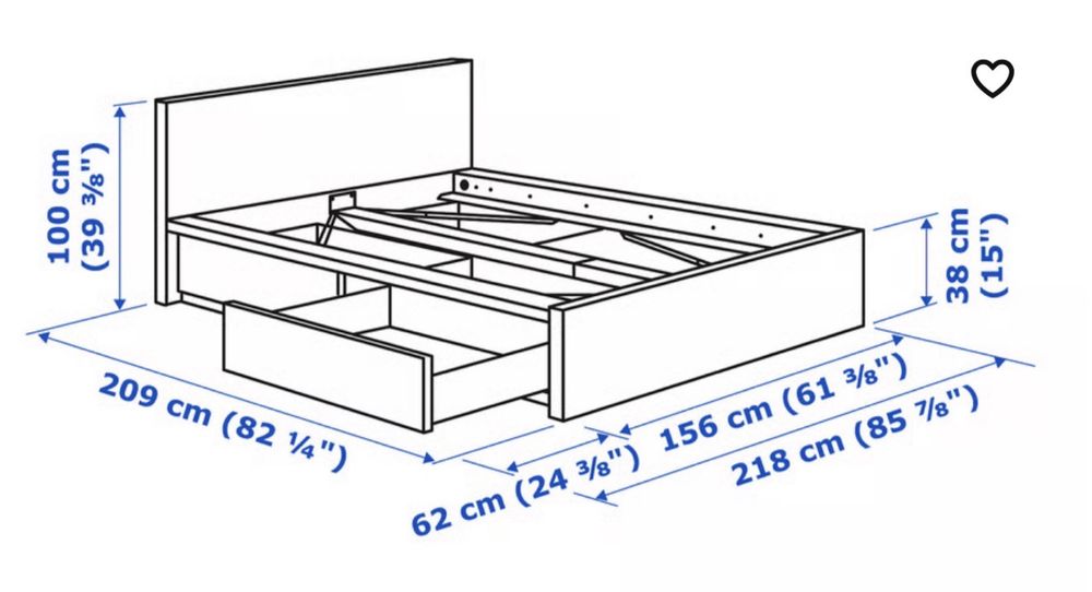 Cama casal c/2 cx arrumação
