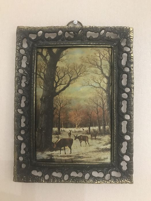 Шелкография в бронзовой рамке