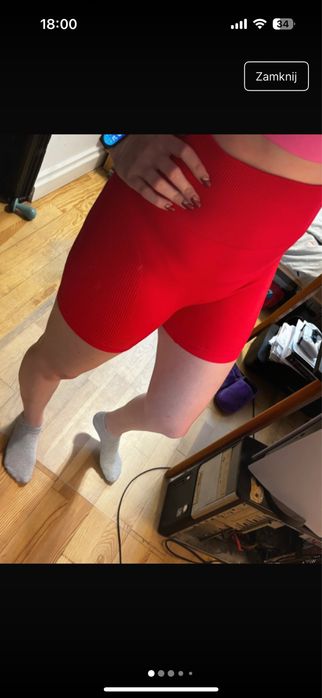 Legginsy krotkie sportowe czerwone nowe M