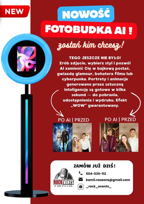 Fotolustro/ Fotobudka / NOWOŚĆ  Fotobudka AI / Fotobudka 360