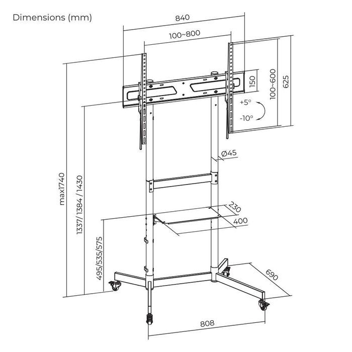 Стійка для телевізора 55"-100" ITECH T1044TE підлогова