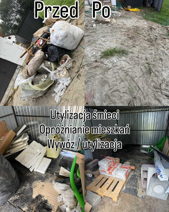Wywóz gruzu złomu tanio!!! Sprzątanie posesji, koszenie