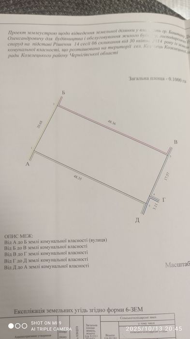 Продам земельну ділянку 10соток селище Козелець.