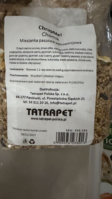 Zestaw karma i akcesoria dla chomika