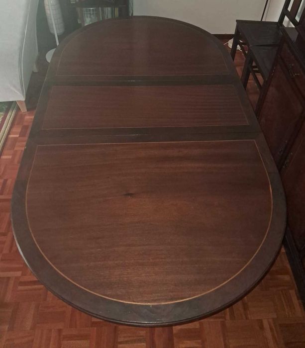 Mesa de madeira (jantar) com abas e 2 gavetas