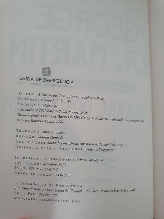 A guerra dos tronos as crónicas de gelo e fogo