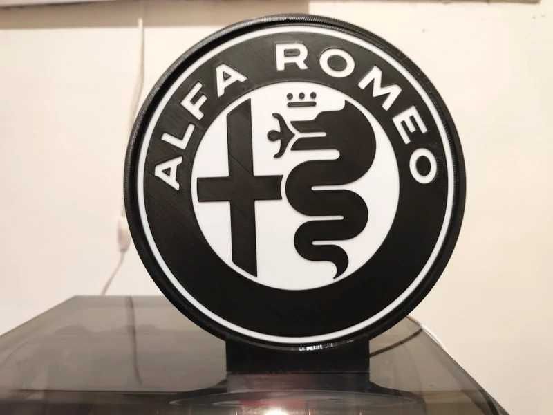 Lightbox Luminaria decorativa Alfa Romeo 2 cores
