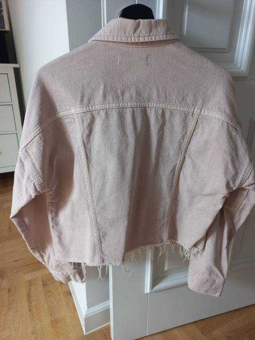 Kurtka jeansowa katana dżinsowa pudrowa nude 34 XS Mango ripped