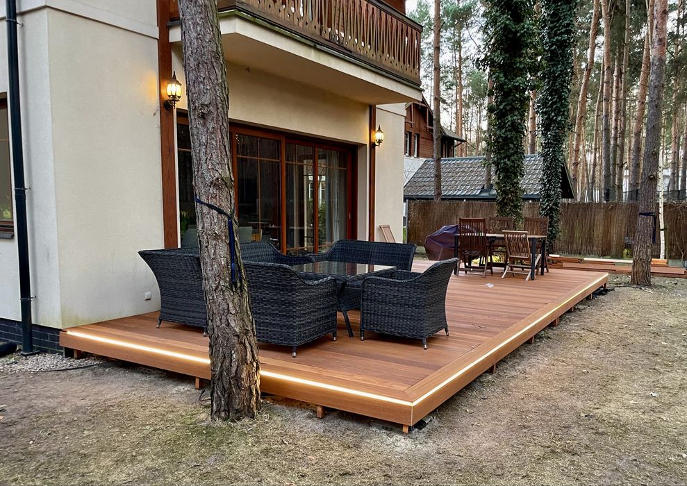 Tarasy drewniane Bangkirai Tarasy prestige - oswietlenie LED
