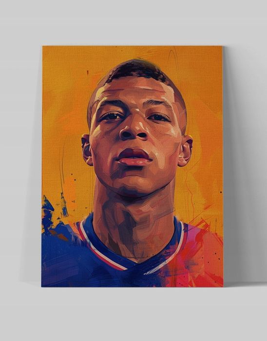 Nowoczesny Portret Kylian Mbappé na płótnie 75x100 cm
