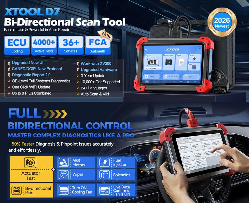 Автосканер XTOOL D7 V2.0 для професійної діагностики авто