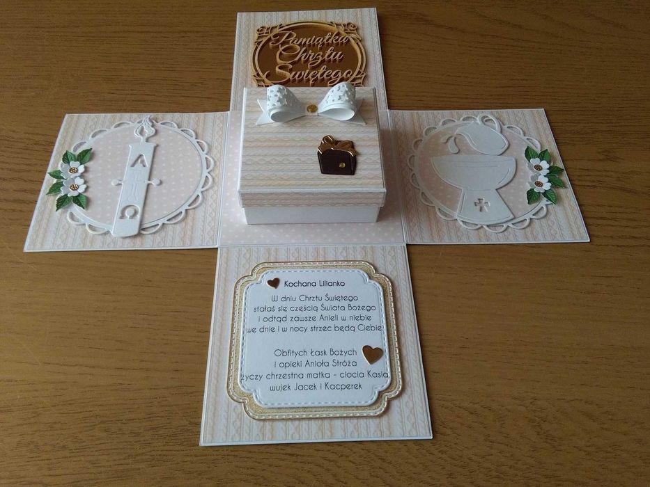 Kartka na Chrzest, chrzciny, exploding box, kartka eksplodująca