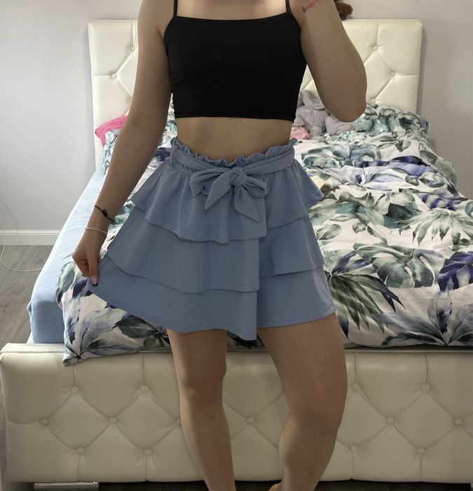 Spódniczka damska niebieska, spódnica wiązana, spódnica damska