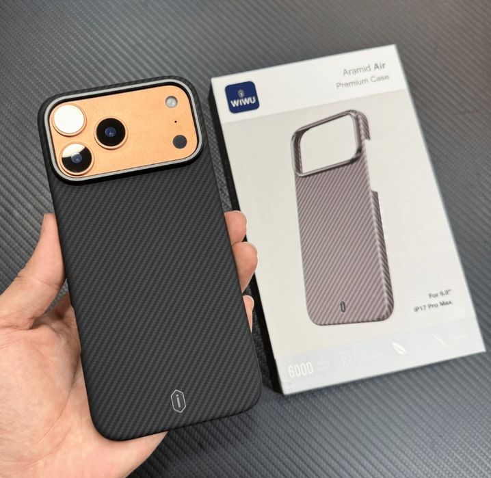 Чехол Wiwu Aramid Air на iPhone 17 Pro Карбоновый арамид кевлар 600D чохол карбоновий Magsafe магнітний