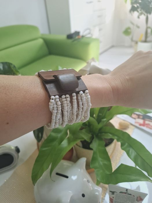 Bransoletka nowa uniwersalny rozmiar boho drewniana korale
