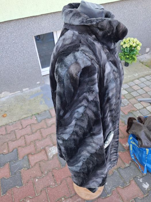 Futerko z norek epilowanych  kieszenie obszyte z skóry węża