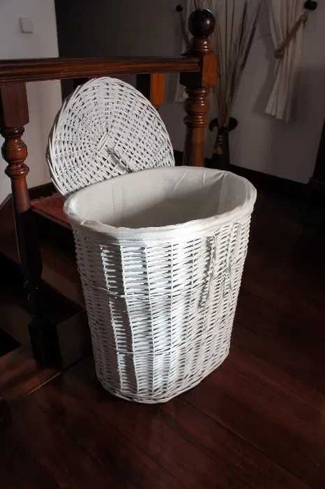 Cesto Roupa oval Vime Branco