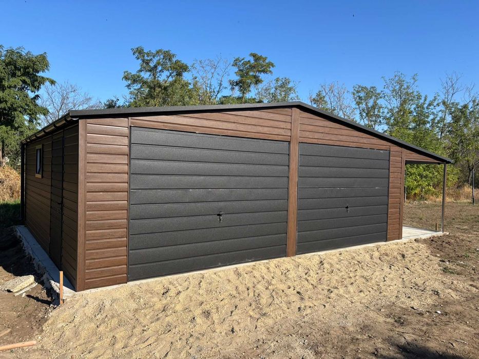 GARAŻ BLASZANY Garaże blaszane 7×6 m + WIATA 2 m blaszaki Profil