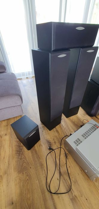 zestaw kina domowego z kolumnami i subwooferem, (ONKYO + Quadral)