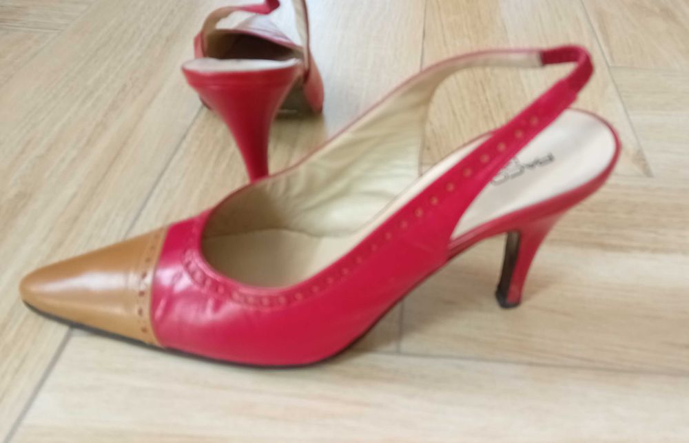 skórzane szpilki czerwone Noname 39